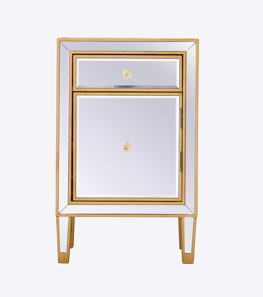 38 x 12 x 32 in. End Table with 1 Drawer, Gold