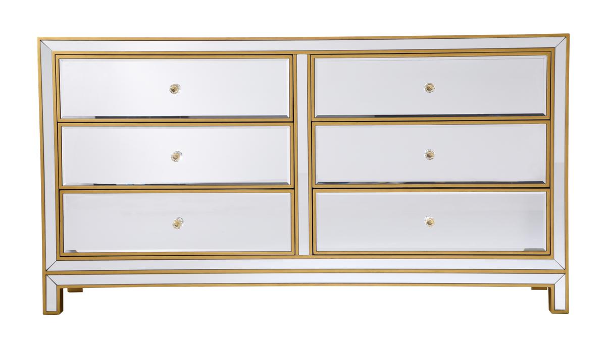 MF72036G 38 x 12 in. Dresser with 6 Drawers, Gold