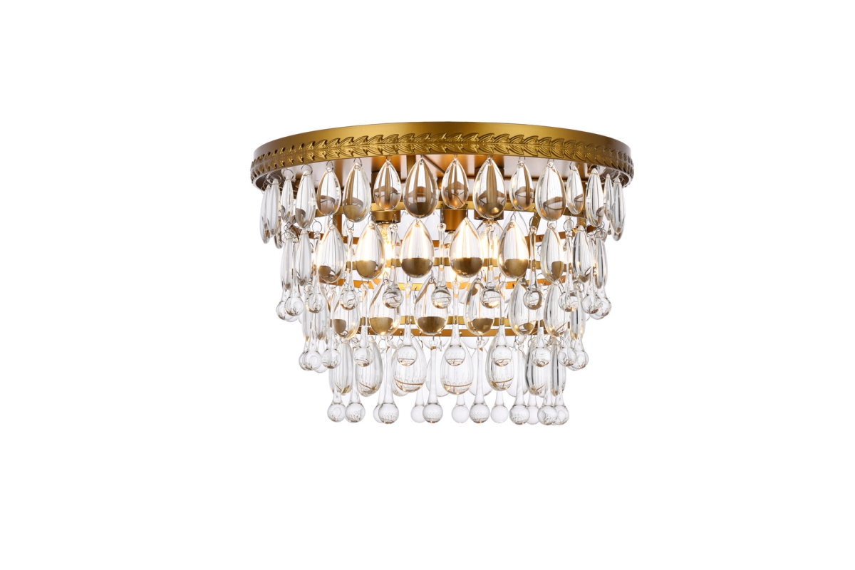 1219F15BR-RC Nordic 3 Lights Flush Mount, Brass