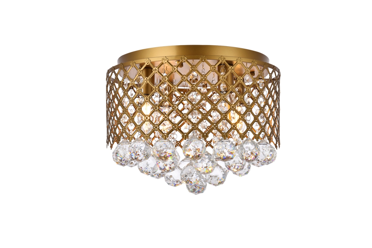 Tully 4 Lights Flush Mount, Brass & Clear