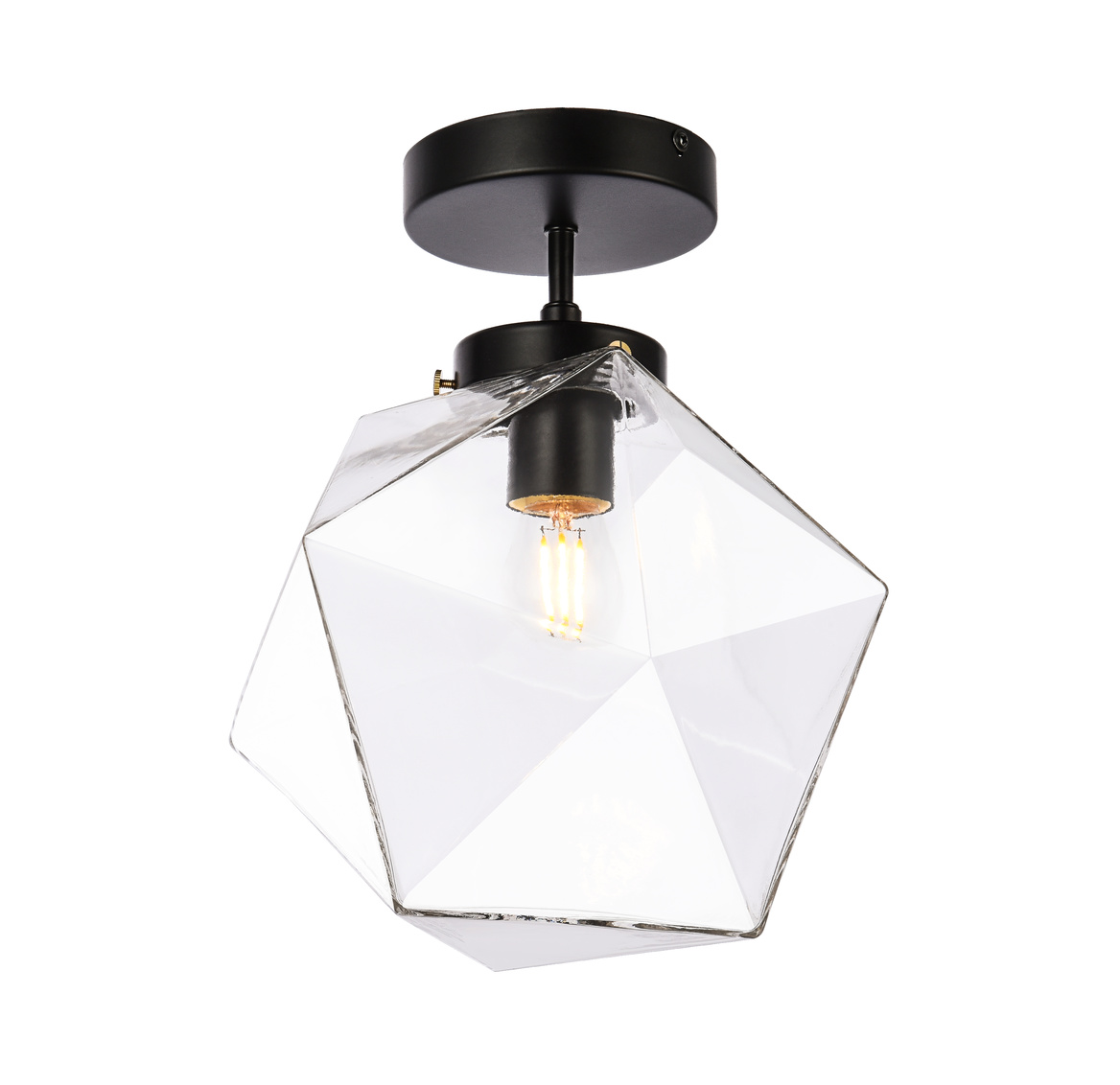 Lawrence 1 Light Black & Clear Glass Flush Mount
