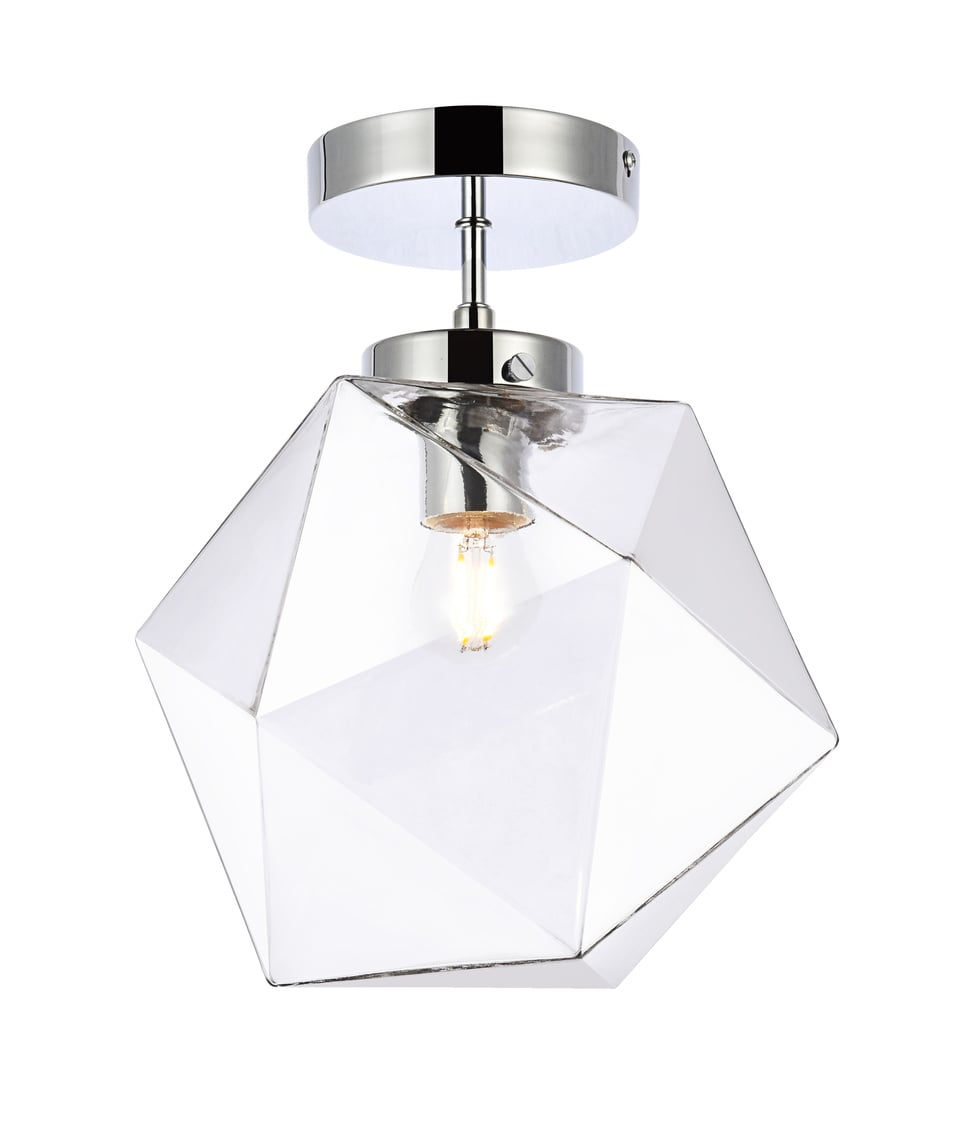 Lawrence 1 Light Chrome & Clear Glass Flush Mount