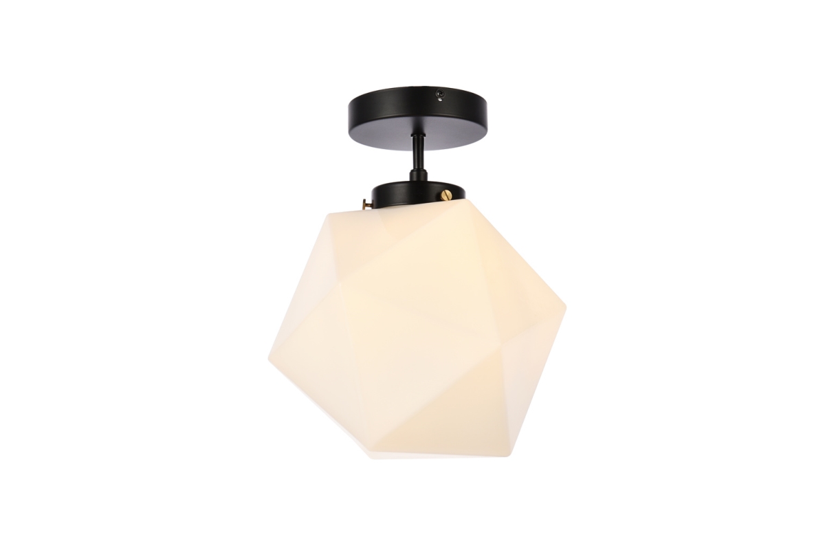 Lawrence 1 Light Black & White Glass Flush Mount