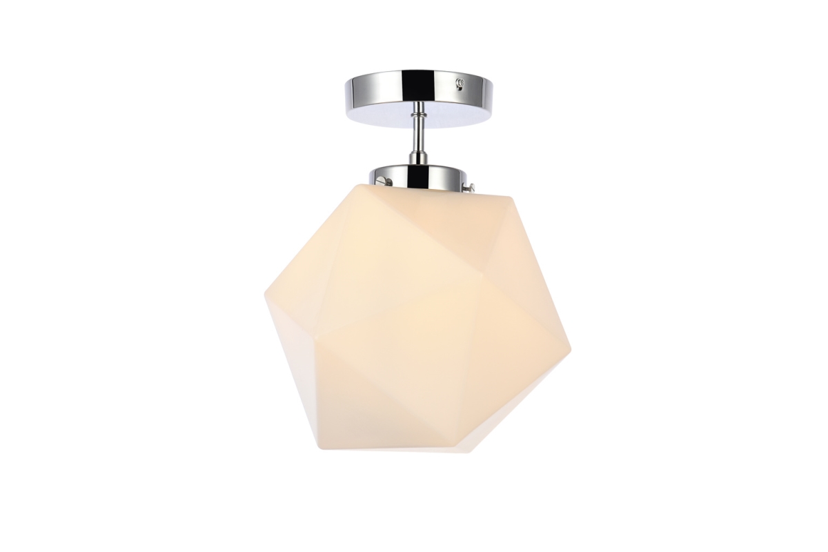Lawrence 1 Light Chrome & White Glass Flush Mount