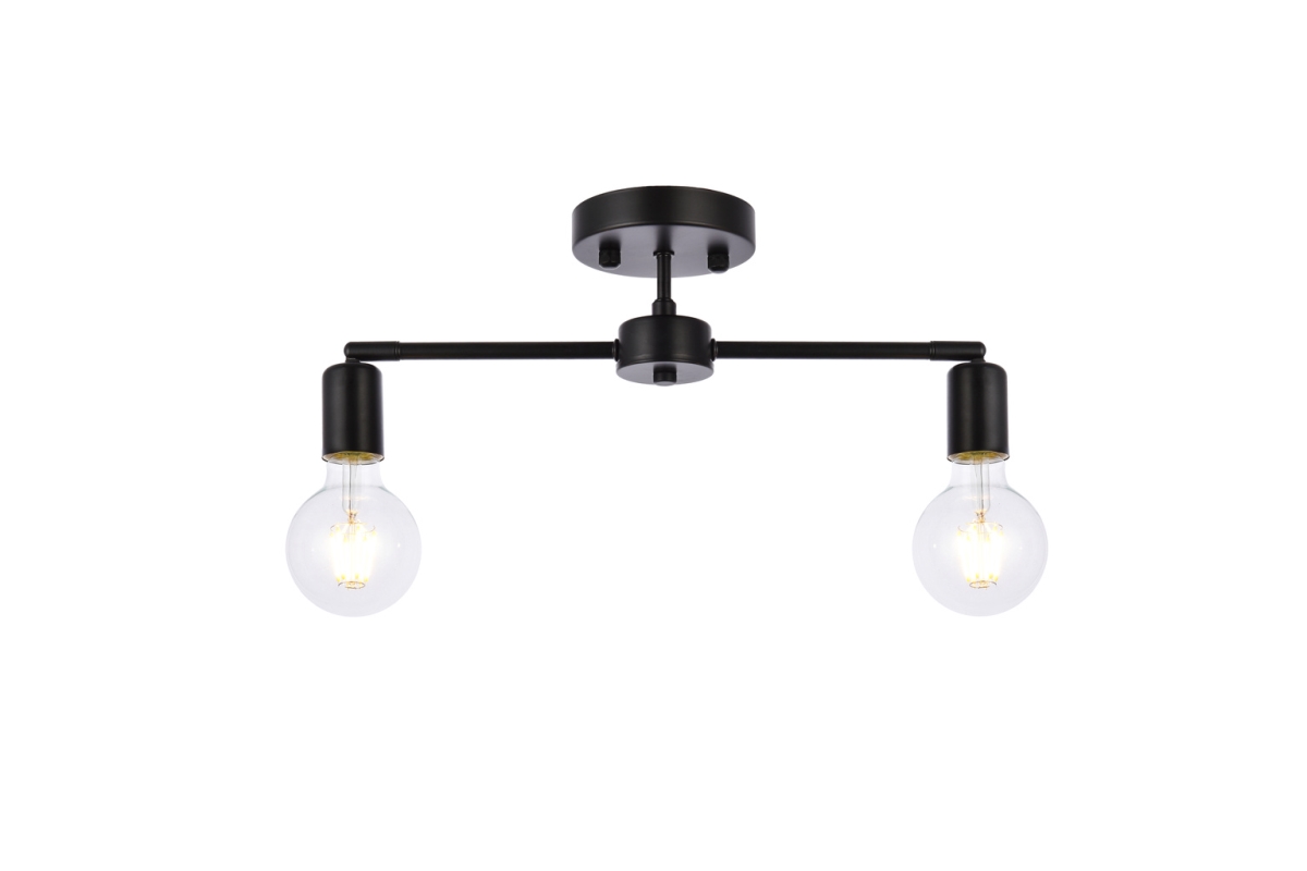 Zane 2 Lights Flush Mount, Black