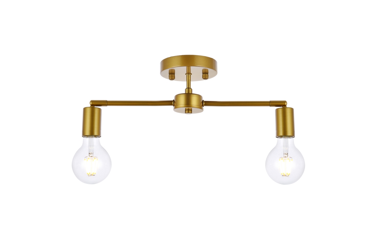 Zane 2 Lights Flush Mount, Brass