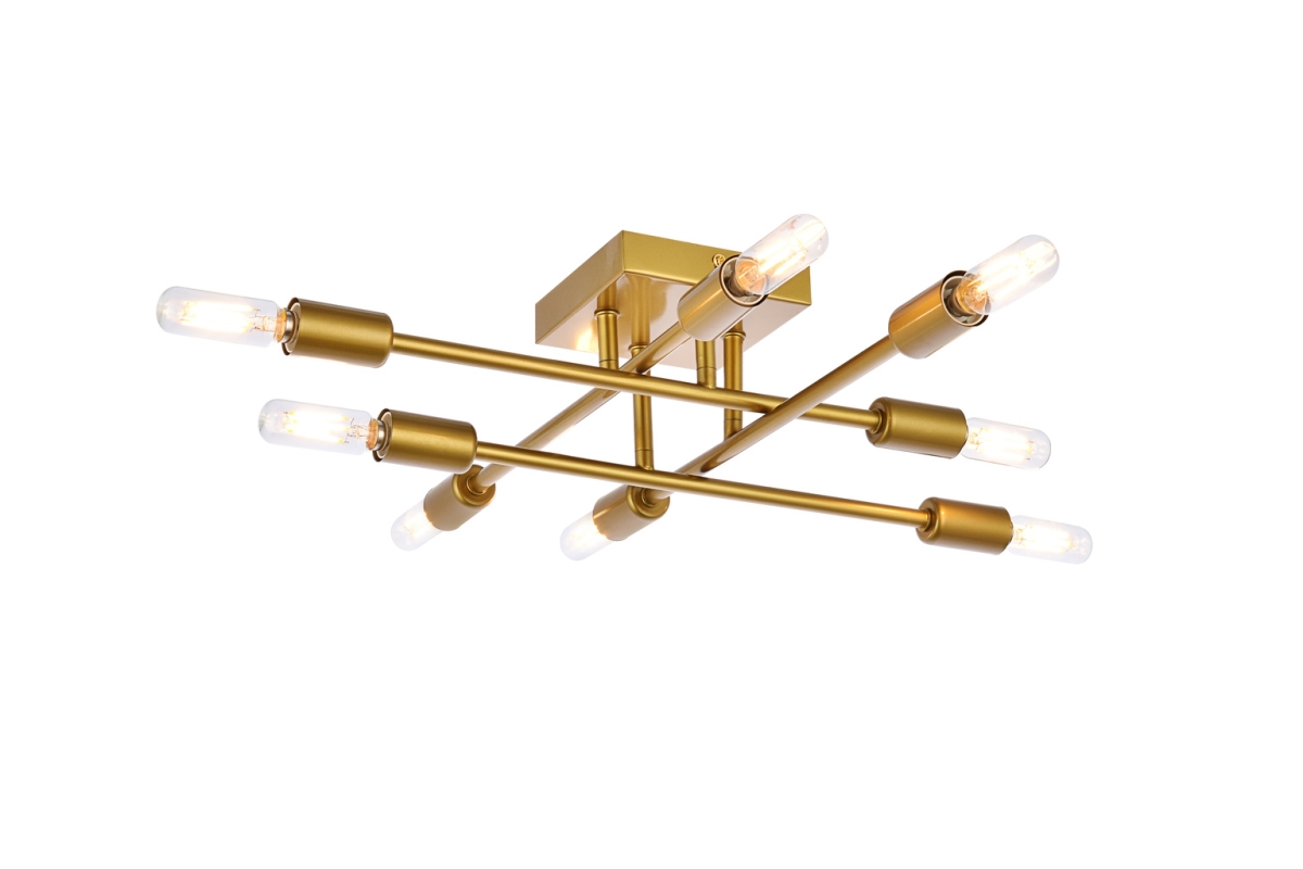 Script 8 Lights Flush Mount - Brass