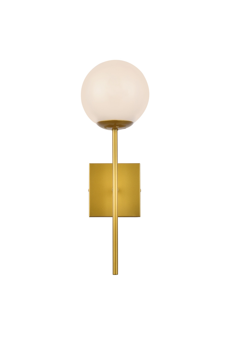 Neri 1 Light Brass & White Glass Wall Sconce