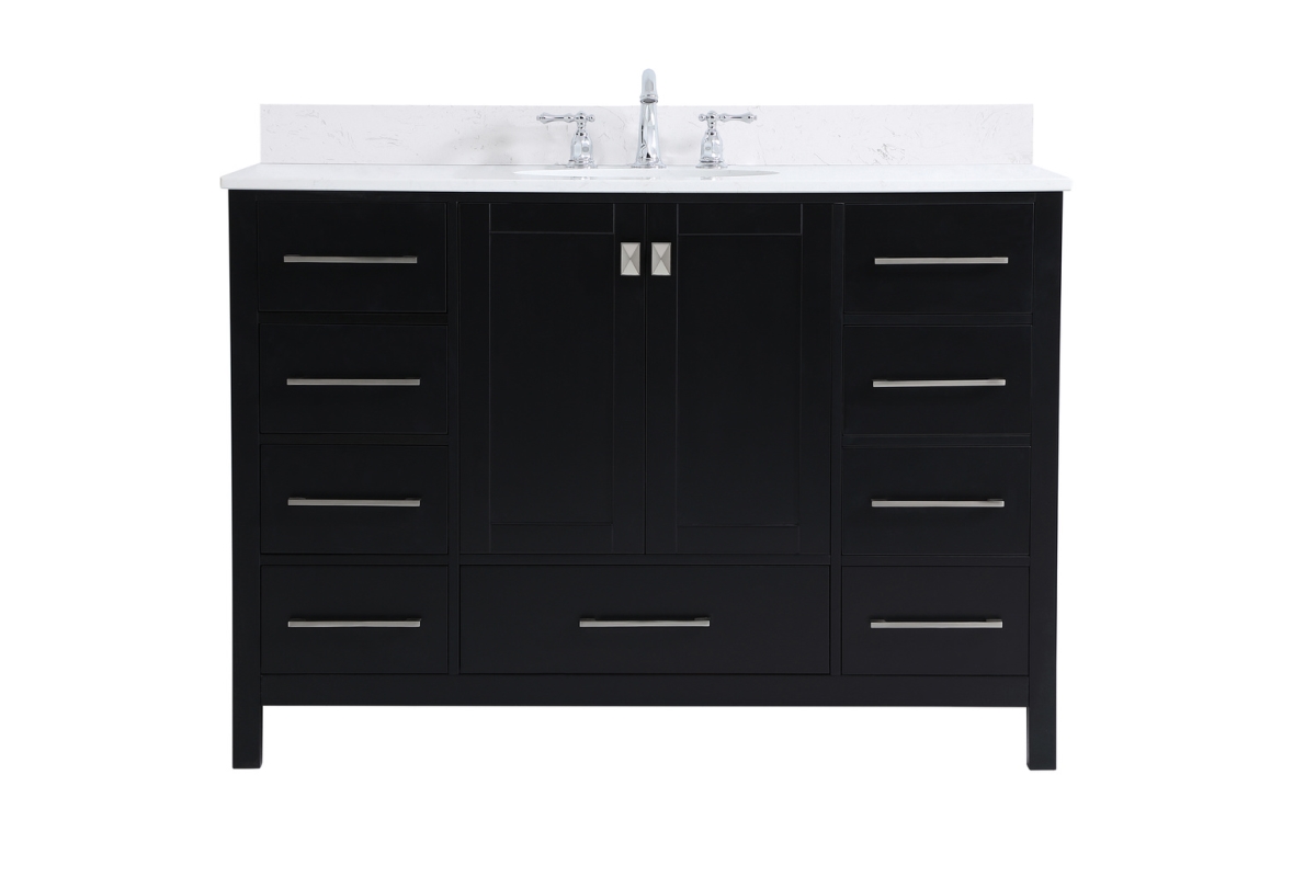 VF18848BK-BS 48 in. Single Bathroom Vanity, Black with Backsplash -  Elegant Decor