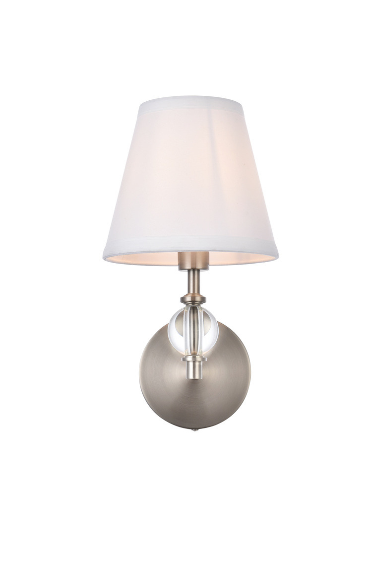 Bethany 1 Light Bath Sconce in Stain Nickel with White Fabric Shade