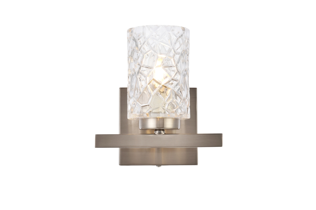 Cassie 1 Light Bath Sconce in Stain Nickel with Clear Shade