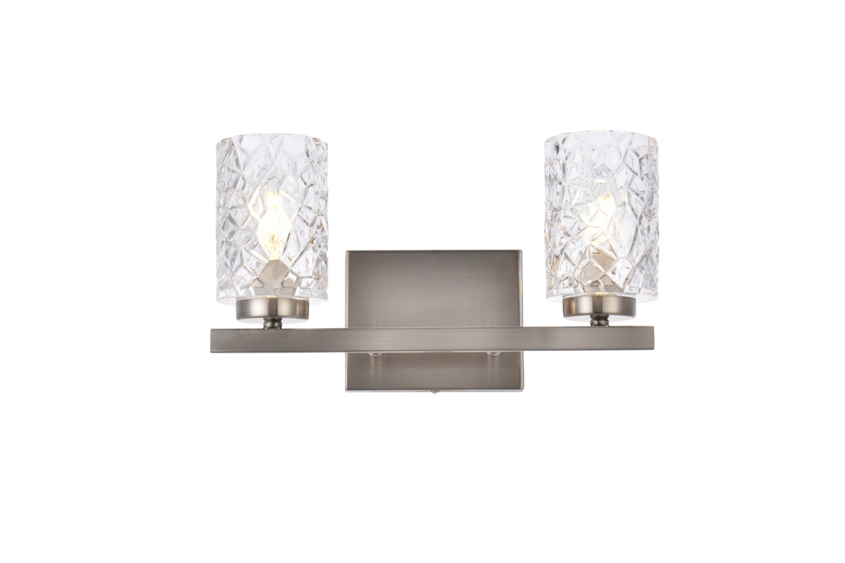 Cassie 2 Lights Bath Sconce in Stain Nickel with Clear Shade