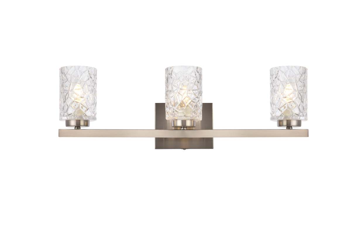 Cassie 3 Lights Bath Sconce in Stain Nickel with Clear Shade