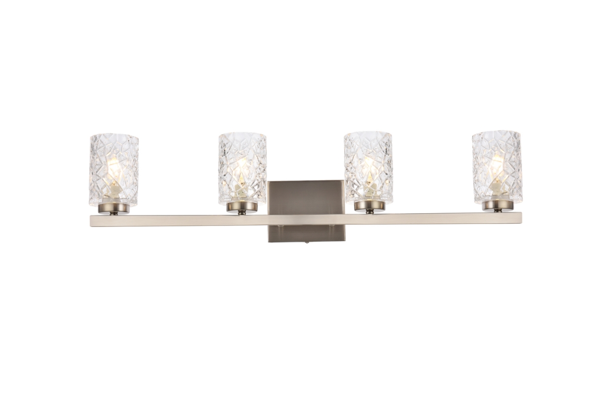 Cassie 4 Lights Bath Sconce in Stain Nickel with Clear Shade