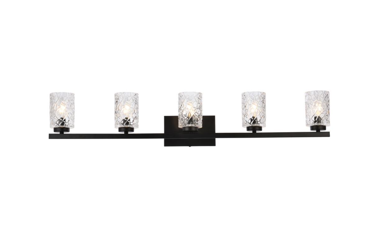 Cassie 5 Lights Bath Sconce in Black with Clear Shade