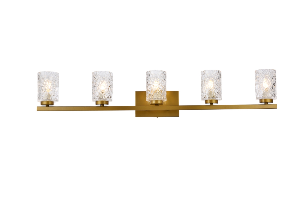 Cassie 5 Lights Bath Sconce in Brass with Clear Shade