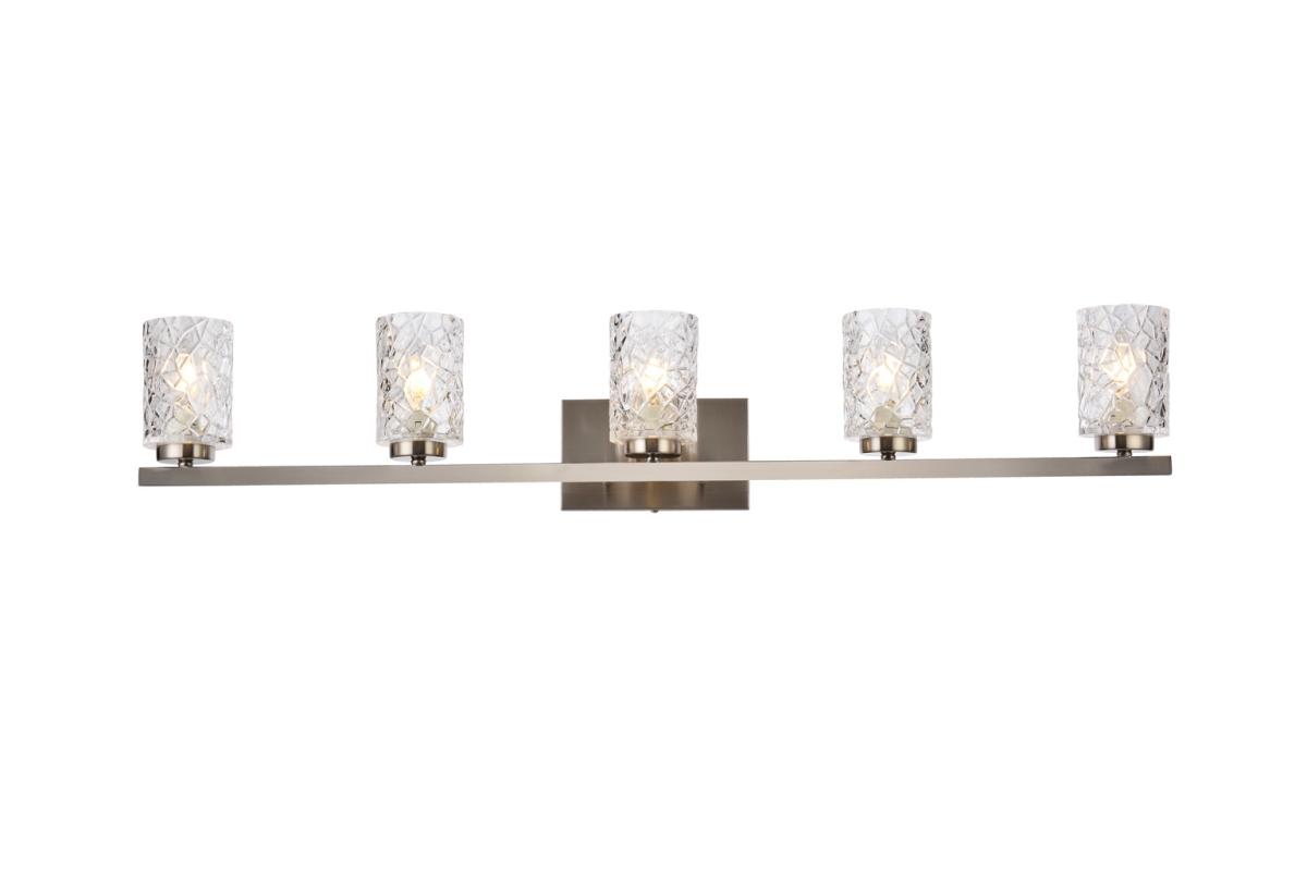 Cassie 5 Lights Bath Sconce in Stain Nickel with Clear Shade