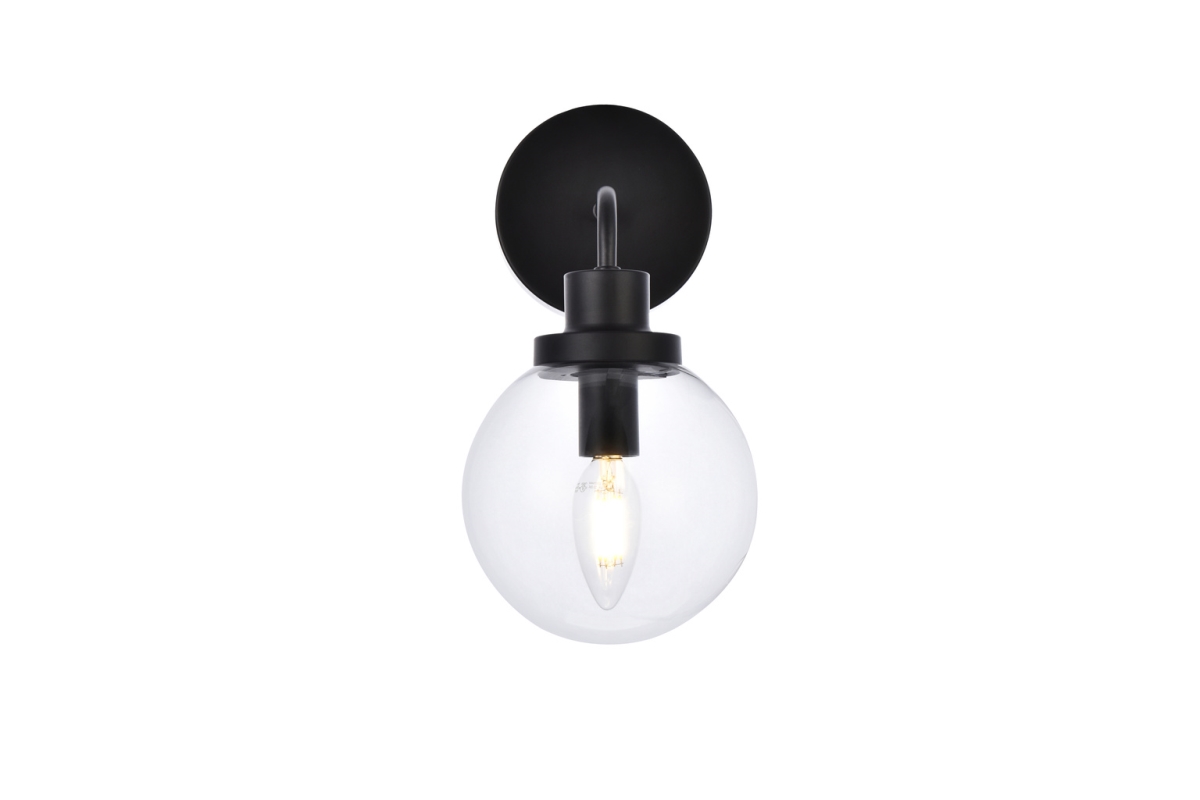 Hanson 1 Light Bath Sconce in Black with Clear Shade