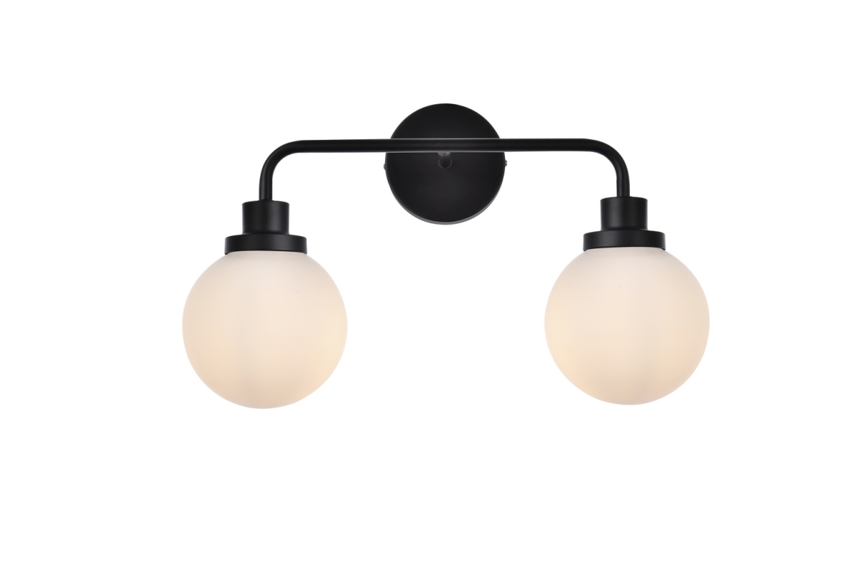 Hanson 2 Lights Bath Sconce In Black with Frosted Shade