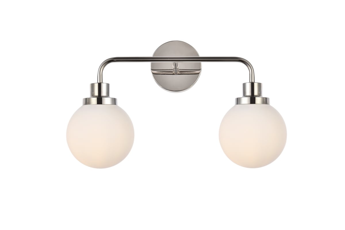 Hanson 2 Lights Bath Sconce In Polish Nickel with Frosted Shade