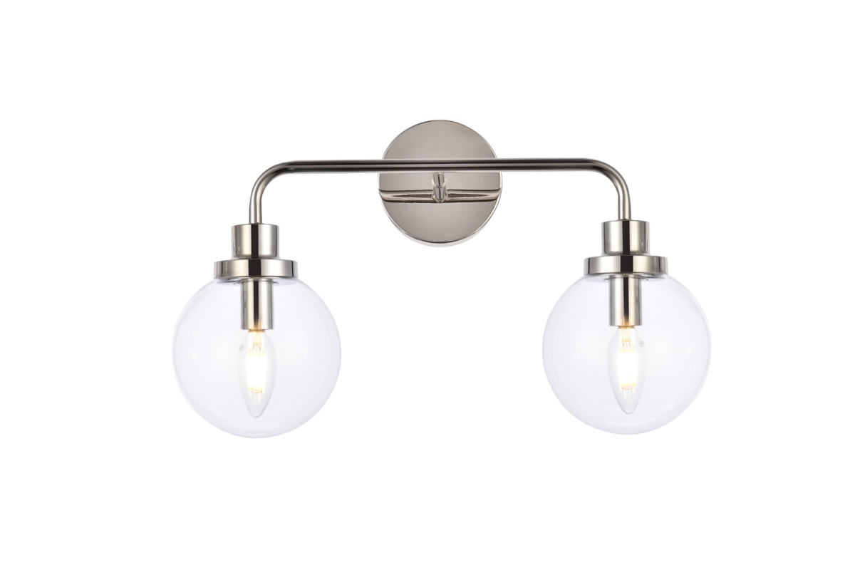 Hanson 2 Lights Bath Sconce In Polish Nickel with Clear Shade