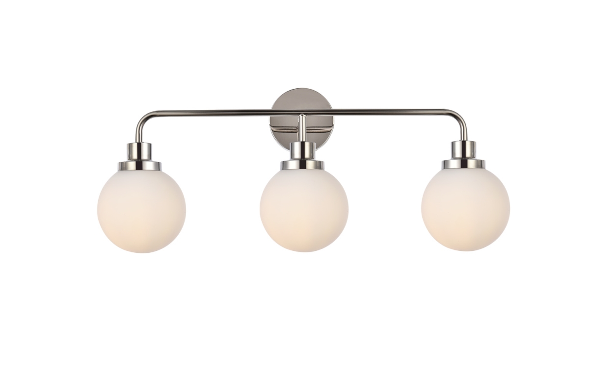 Hanson 3 Lights Bath Sconce In Polish Nickel with Frosted Shade