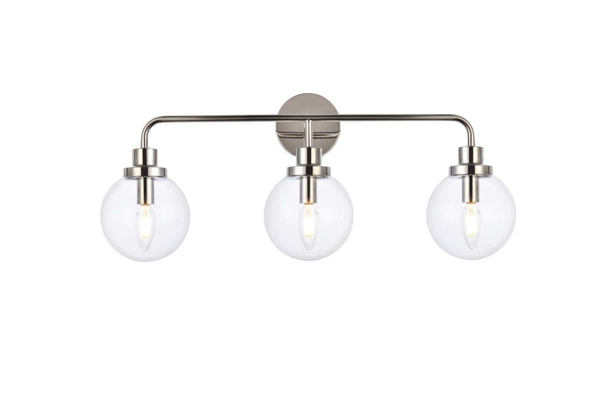 Hanson 3 Lights Bath Sconce In Polish Nickel with Clear Shade