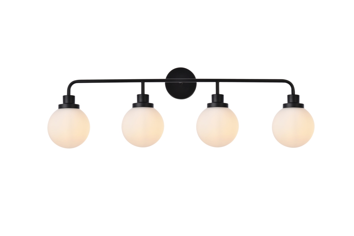 Hanson 4 Lights Bath Sconce In Black with Frosted Shade