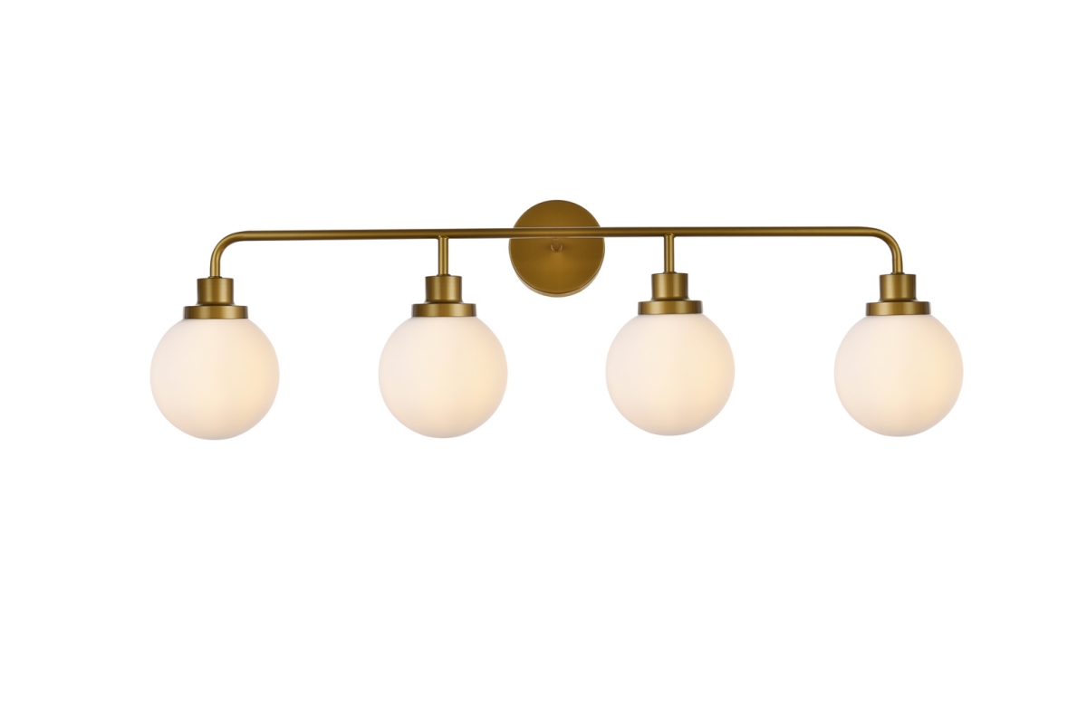 Hanson 4 Lights Bath Sconce In Brass with Frosted Shade