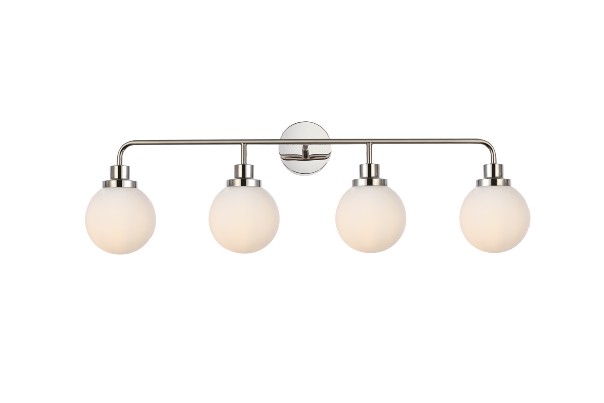 Hanson 4 Lights Bath Sconce In Polish Nickel with Frosted Shade