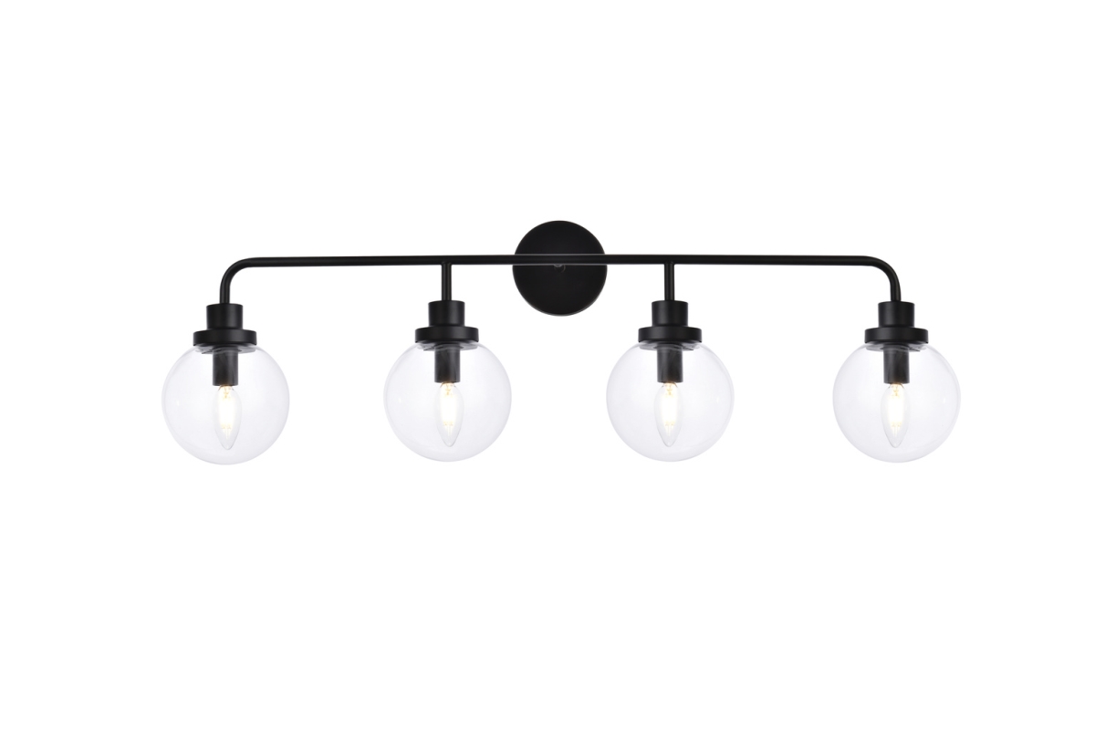 Hanson 4 Lights Bath Sconce In Black with Clear Shade