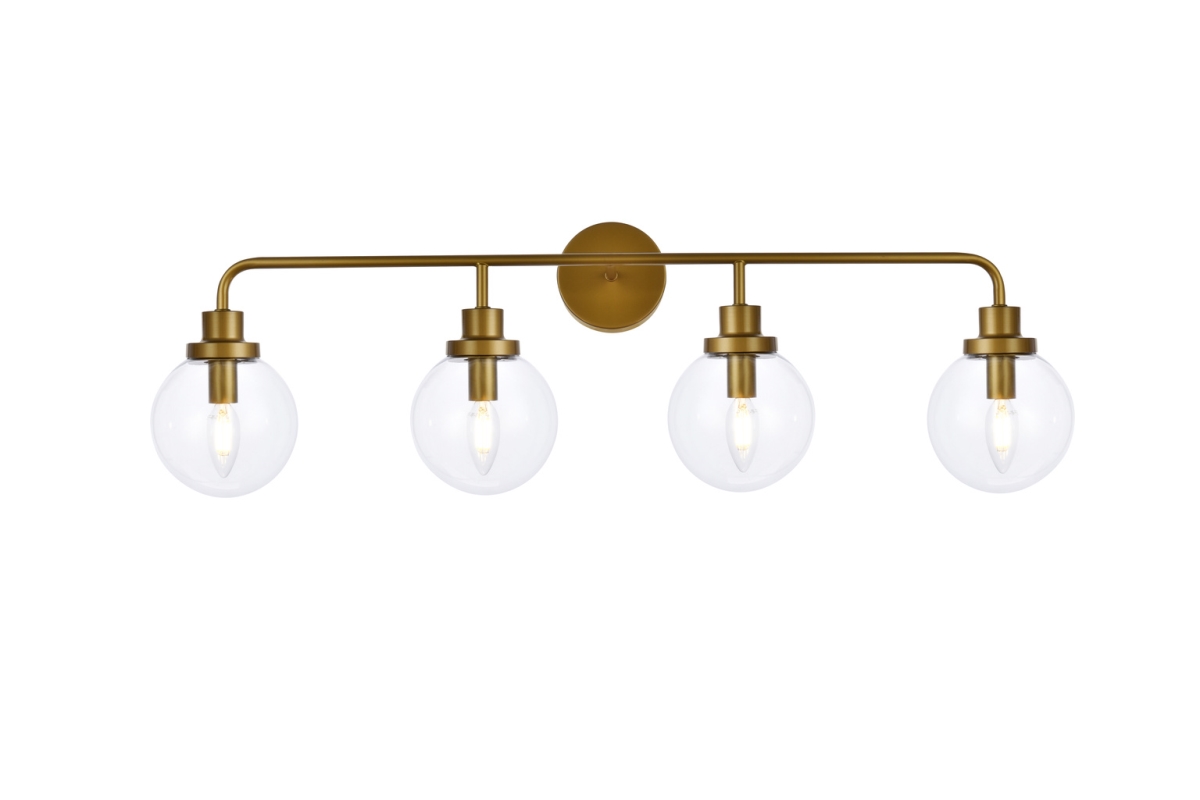 Hanson 4 Lights Bath Sconce In Brass with Clear Shade