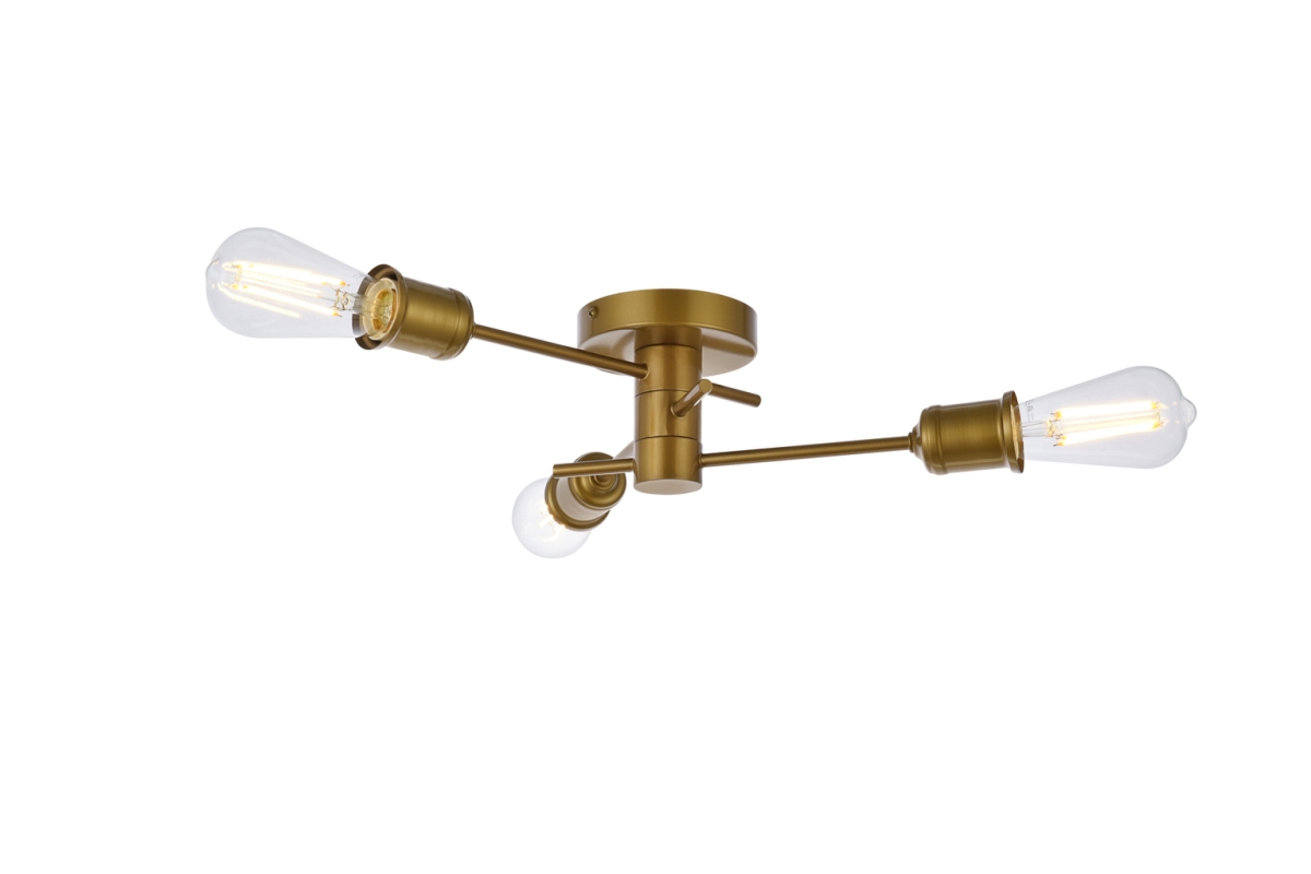 Xavier 3 Lights Flush Mount, Brass