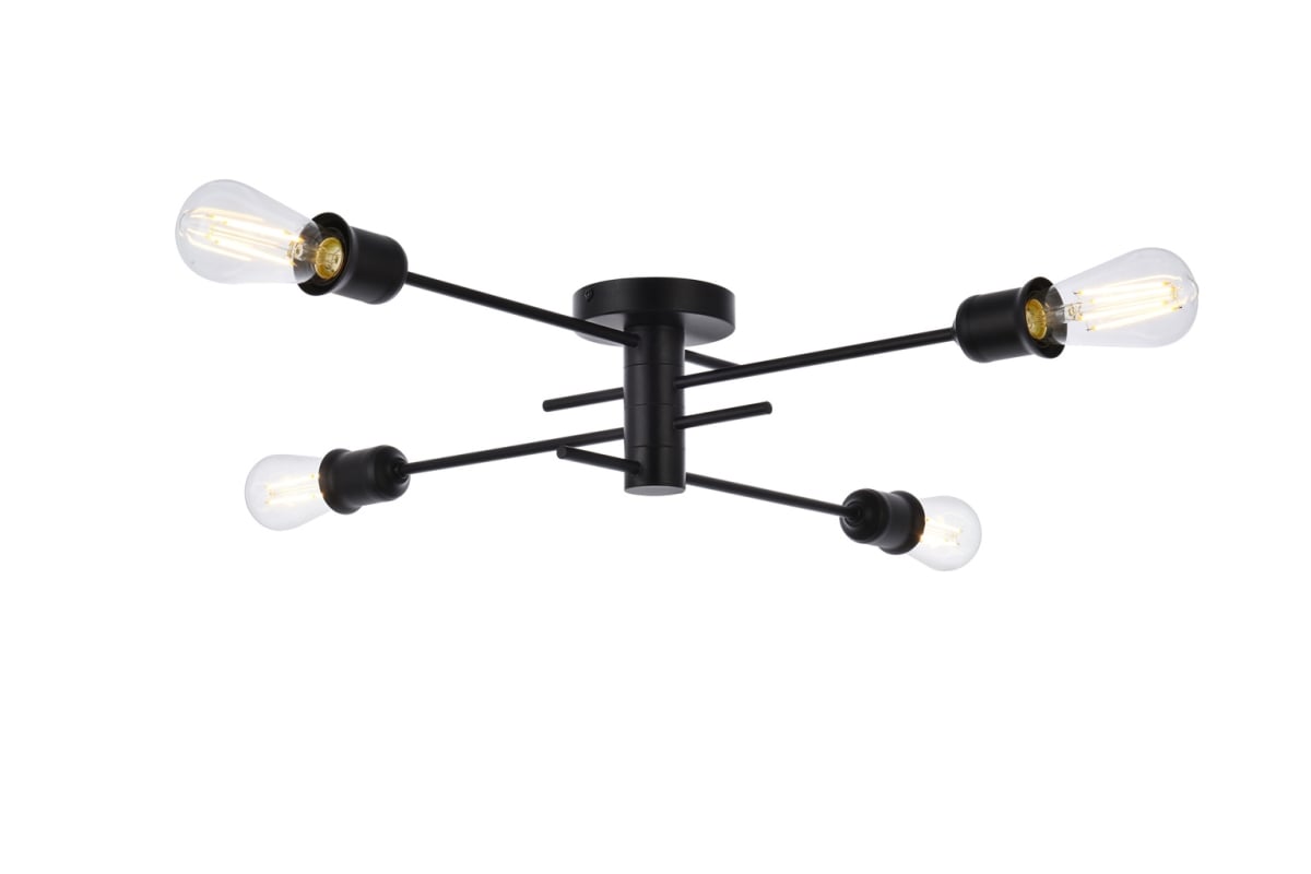 Xavier 4 Lights Flush Mount, Black