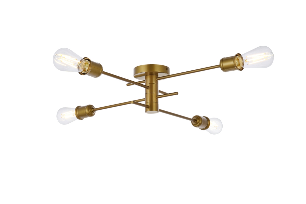 Xavier 4 Lights Flush Mount, Brass
