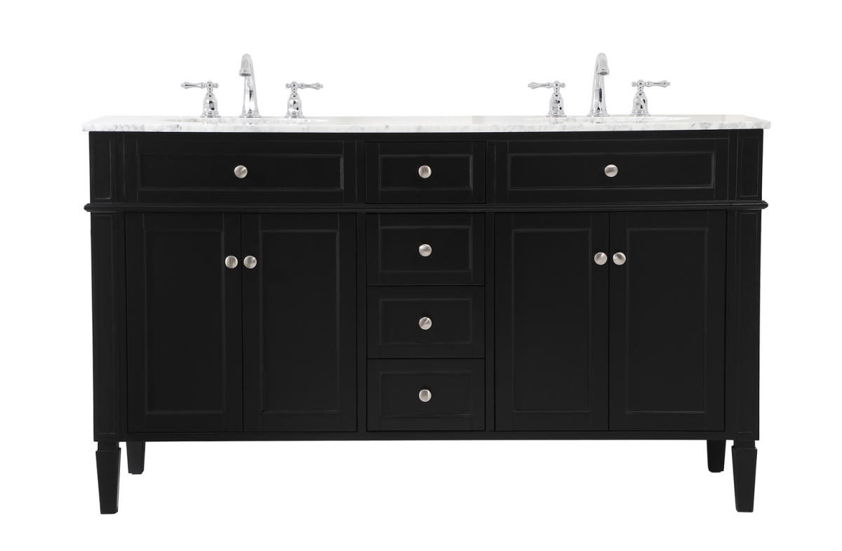 60 in. Double Bathroom Vanity In Black