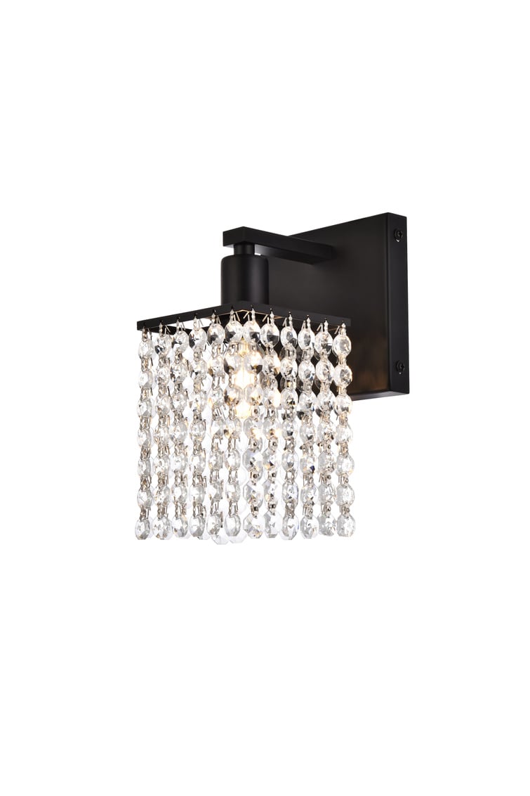 Picture of Living District LD7006BK Phineas 1 Light Bath Sconce In Black with Clear Crystals