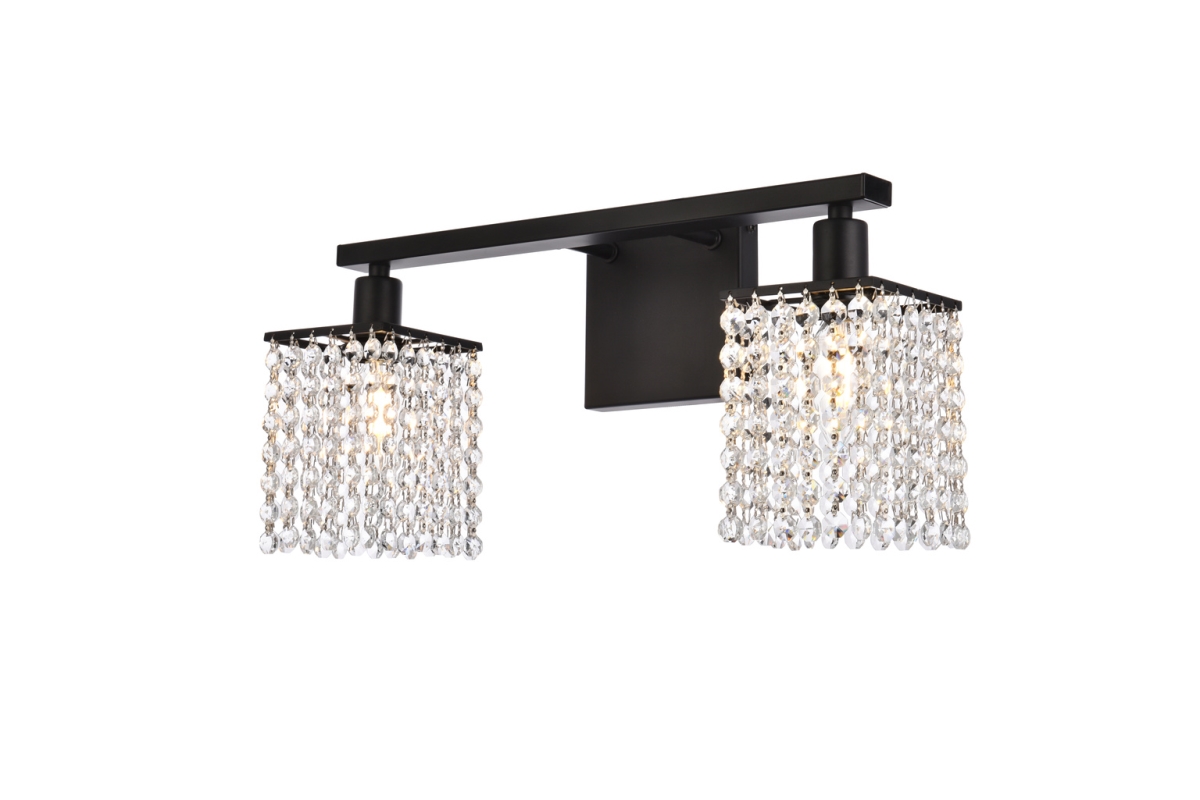 Picture of Living District LD7008BK Phineas 2 Lights Bath Sconce In Black with Clear Crystals