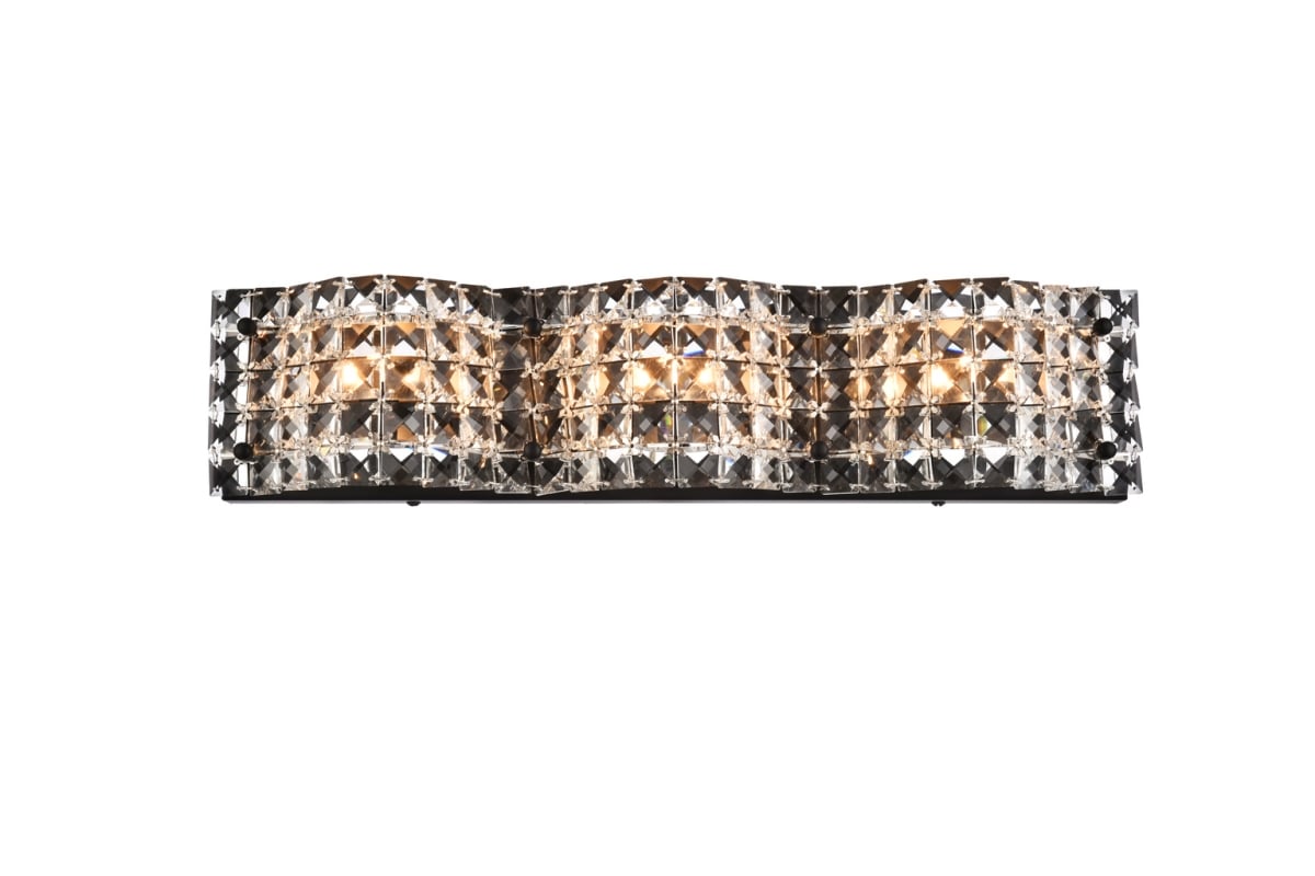 Picture of Living District LD7001W21BK Tate 3 Light Bath Sconce In Black with Clear Crystals