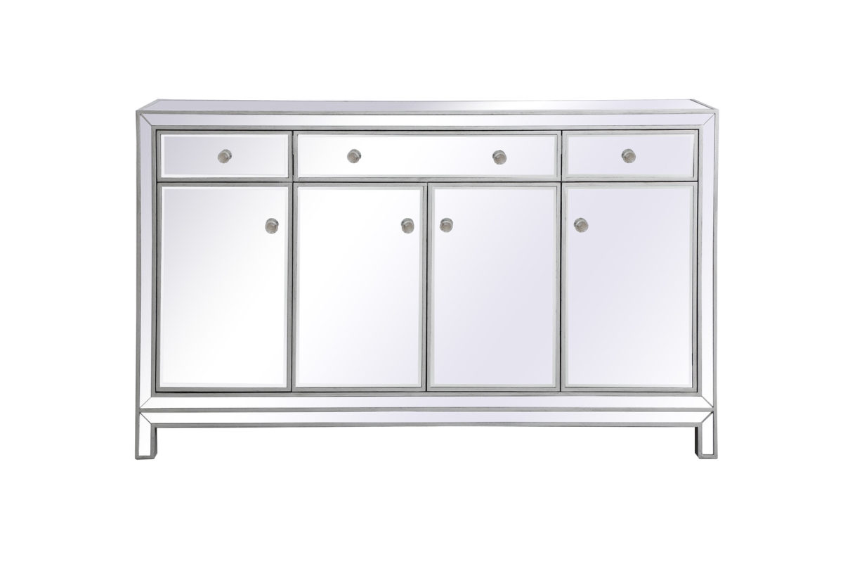Picture of Living District MF72060S 60 in. Reflexion Mirrored Credenza&#44; Antiquesilver