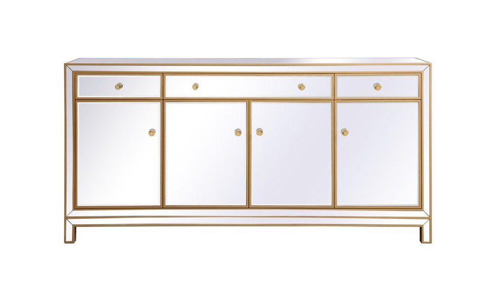 Picture of Elegant Lighting MF72072G 72 in. Reflexion Mirrored Credenza, Gold