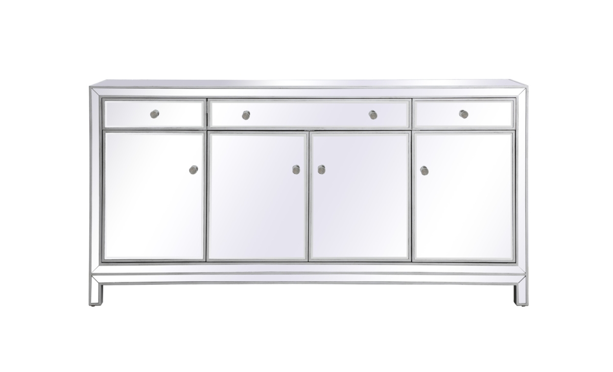 Picture of Elegant Lighting MF72072S 72 in. Reflexion Mirrored Credenza - Antique Silver