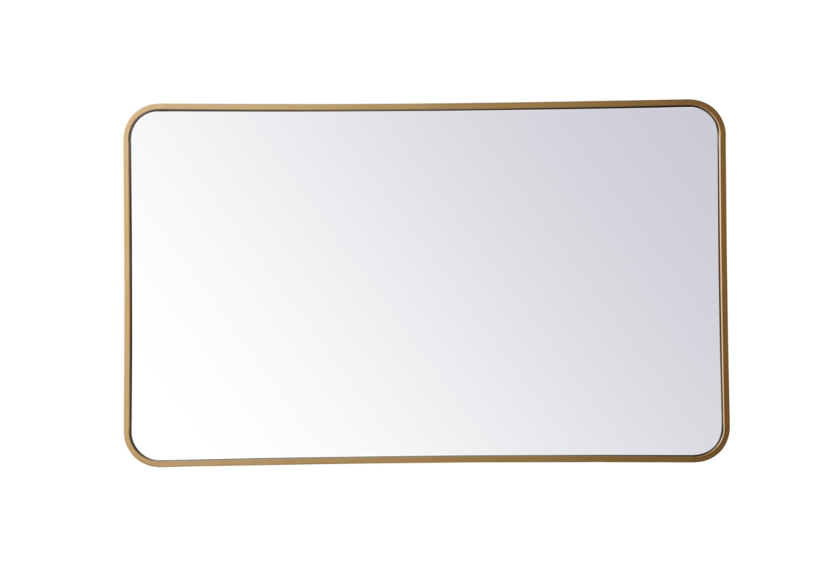 Soft Corner Metal Rectangular Mirror - Brass - 24 x 40 in. - Modern Design