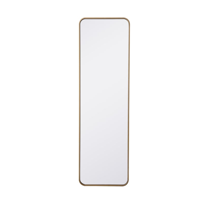60 x 18 in. Evermore Modern Soft Corner Metal Rectangular Mirror, Brass