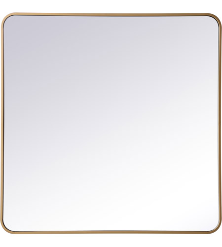 36 x 36 in. Soft Corner Metal Rectangular Mirror, Brass