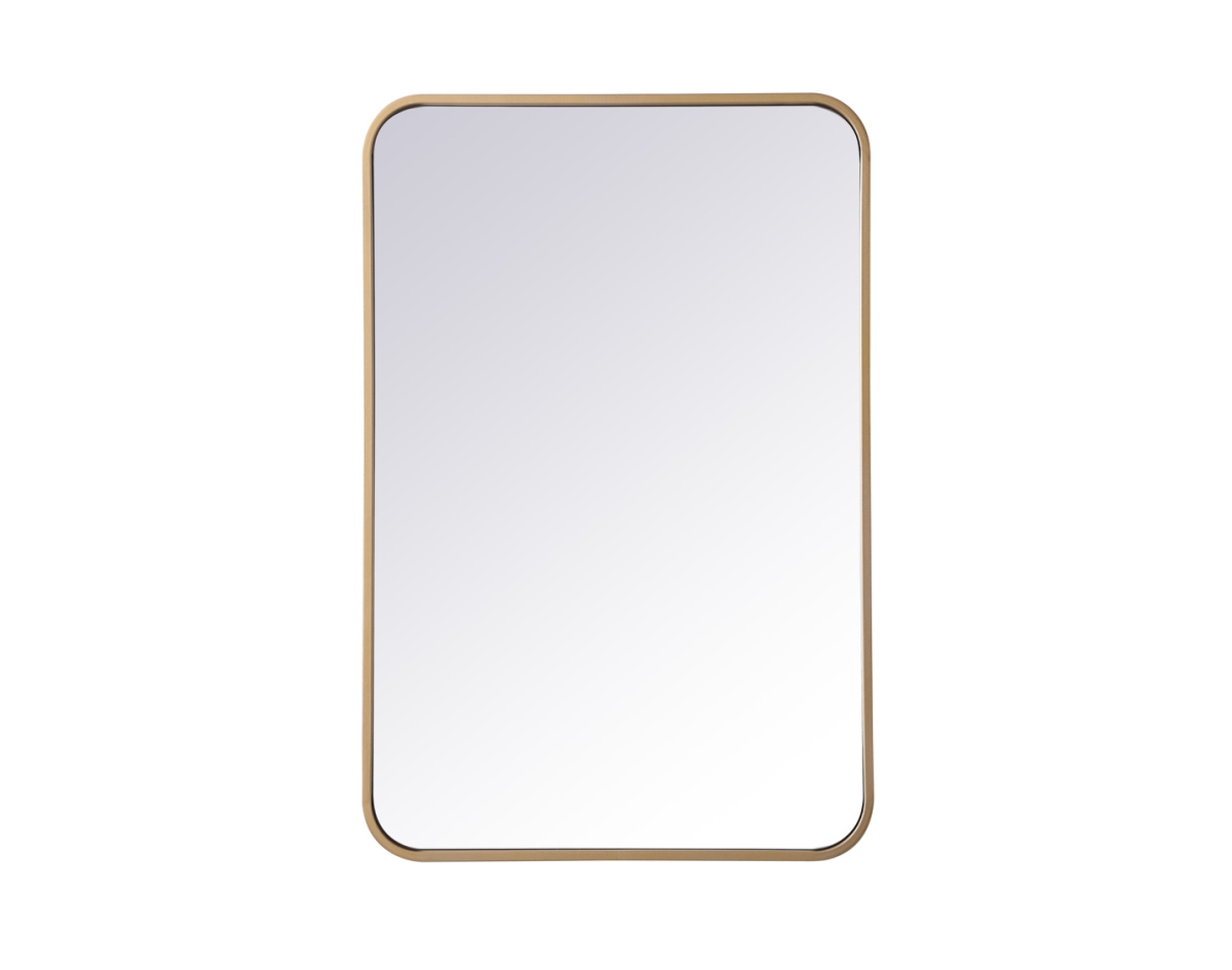 Modern Brass Soft Corner Rectangular Mirror - 20 x 30 in.