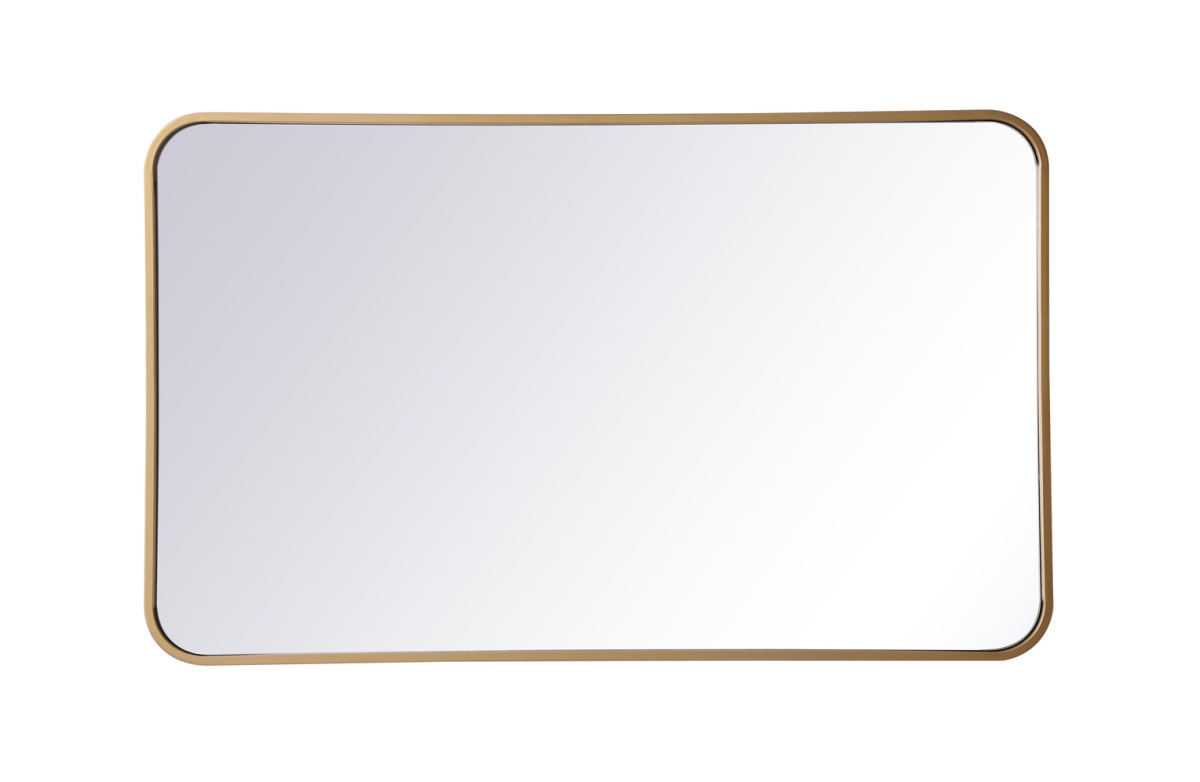 22 x 36 in. Soft Corner Metal Rectangular Mirror, Brass