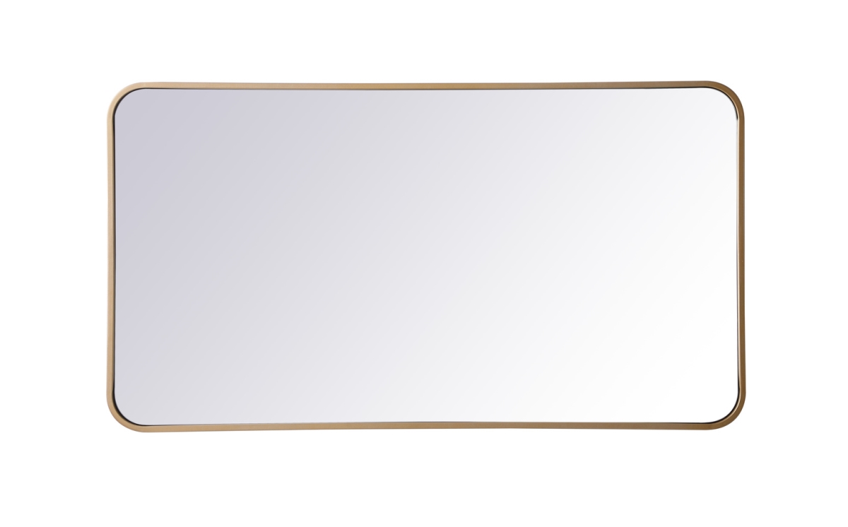 22 x 40 in. Soft Corner Metal Rectangular Mirror, Brass