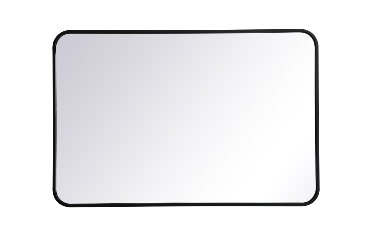 Soft Corner Metal Rectangular Mirror - Black - 24 x 36 in. - Modern Design