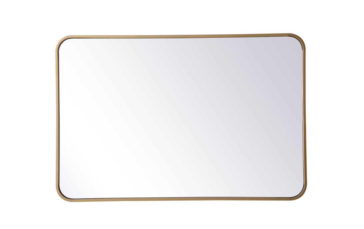Elegant Lighting  24 x 36 in. Soft Corner Metal Rectangular Mirror, Brass